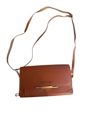 Endaycon Brown Crossbody Wallet Clutch NEW Double Zip Wristlet Purse Womens